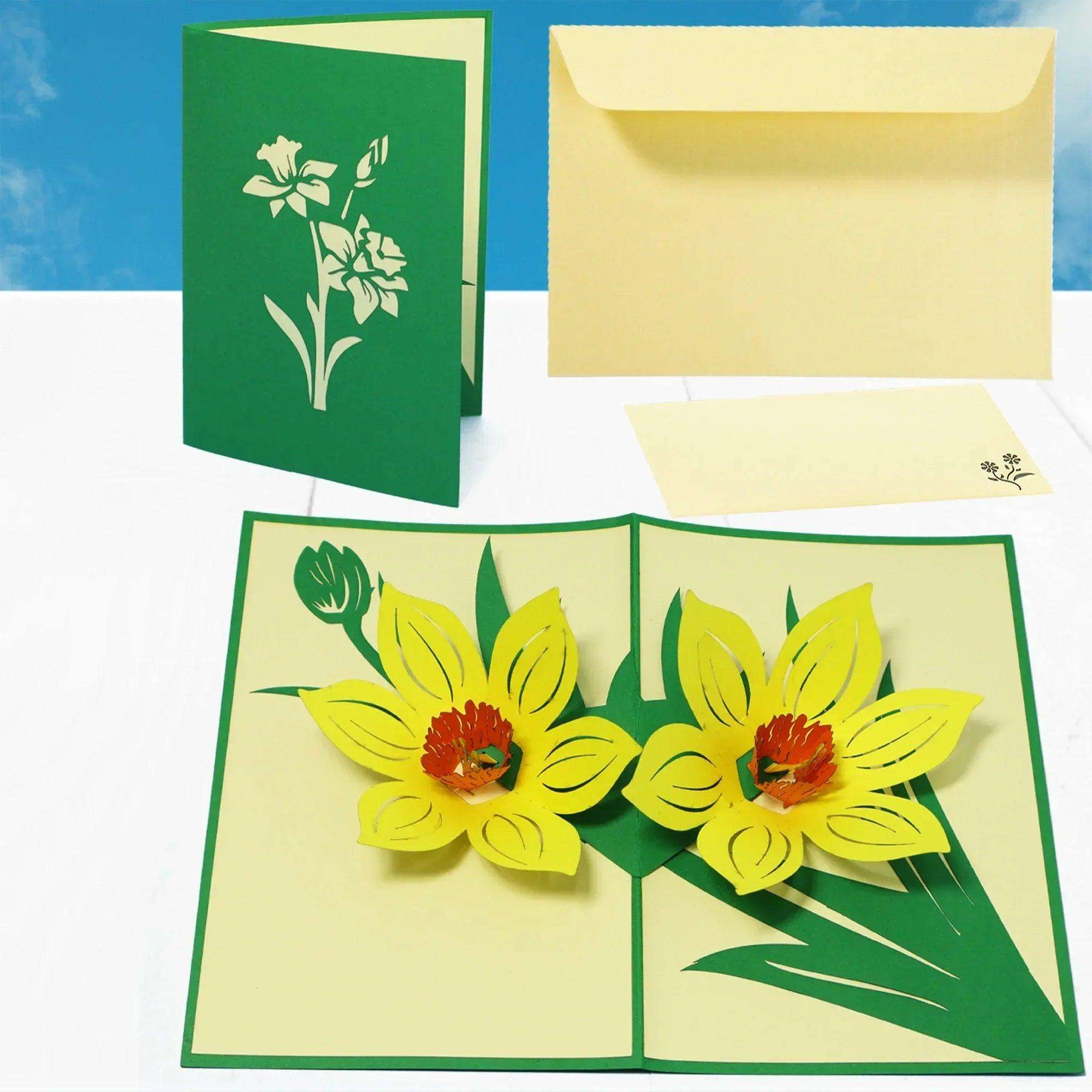 3D Pop-Up Karte Blumenkarte, Blüten - Blumen Gelb, N700 LINPopUp N700