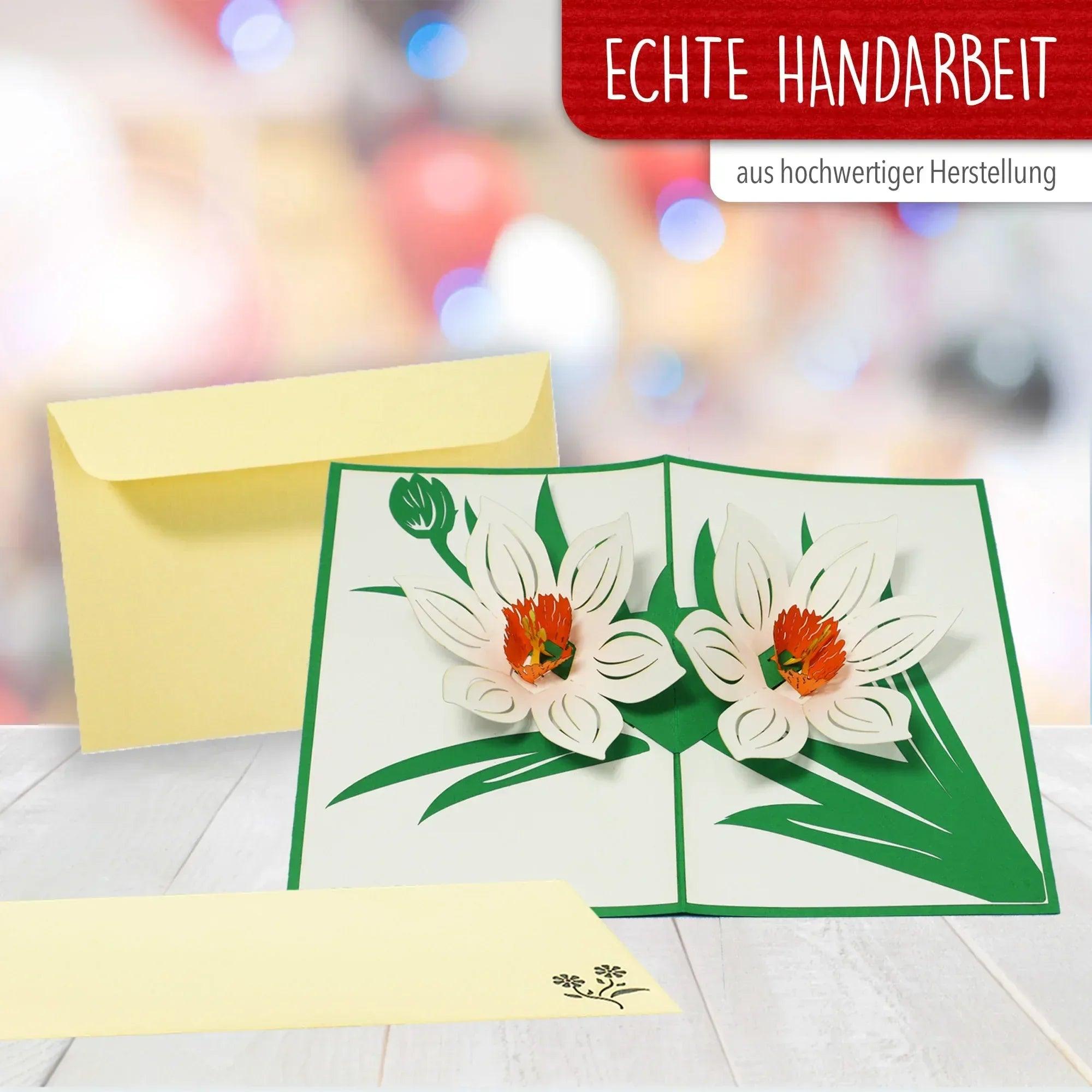 3D Pop-Up Karte Blumenkarte, Blüten - Blumen Weiß, N708 - LINPopUp