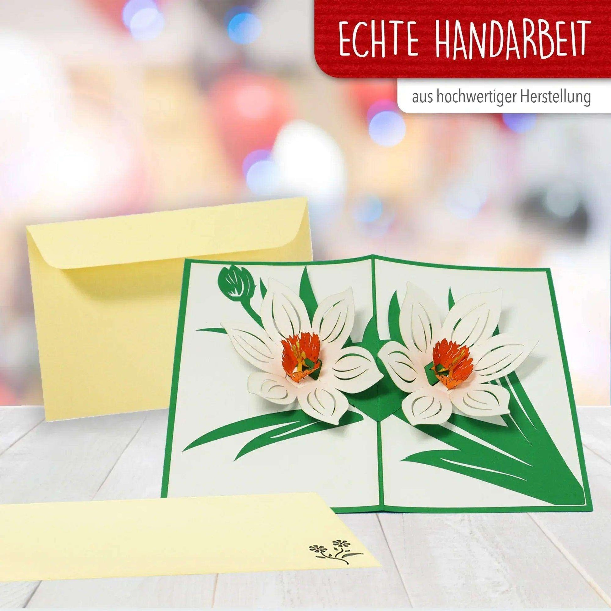 Pop Up Karte 3D Weiße Blüten – Grußkarte Muttertag & Geburtstag | LINPopUp LINPopUp 