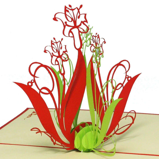 Pop Up Karte 3D Lilien Blumenstrauß Weiß – Grußkarte Geburtstag & Muttertag LINPopUp 17518-N40
