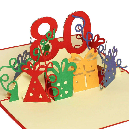 Pop-Up-Karte zum Geburtstag – Zahl 80, Geburtstagseinladung & Jubiläum, N203 - LINPopUp