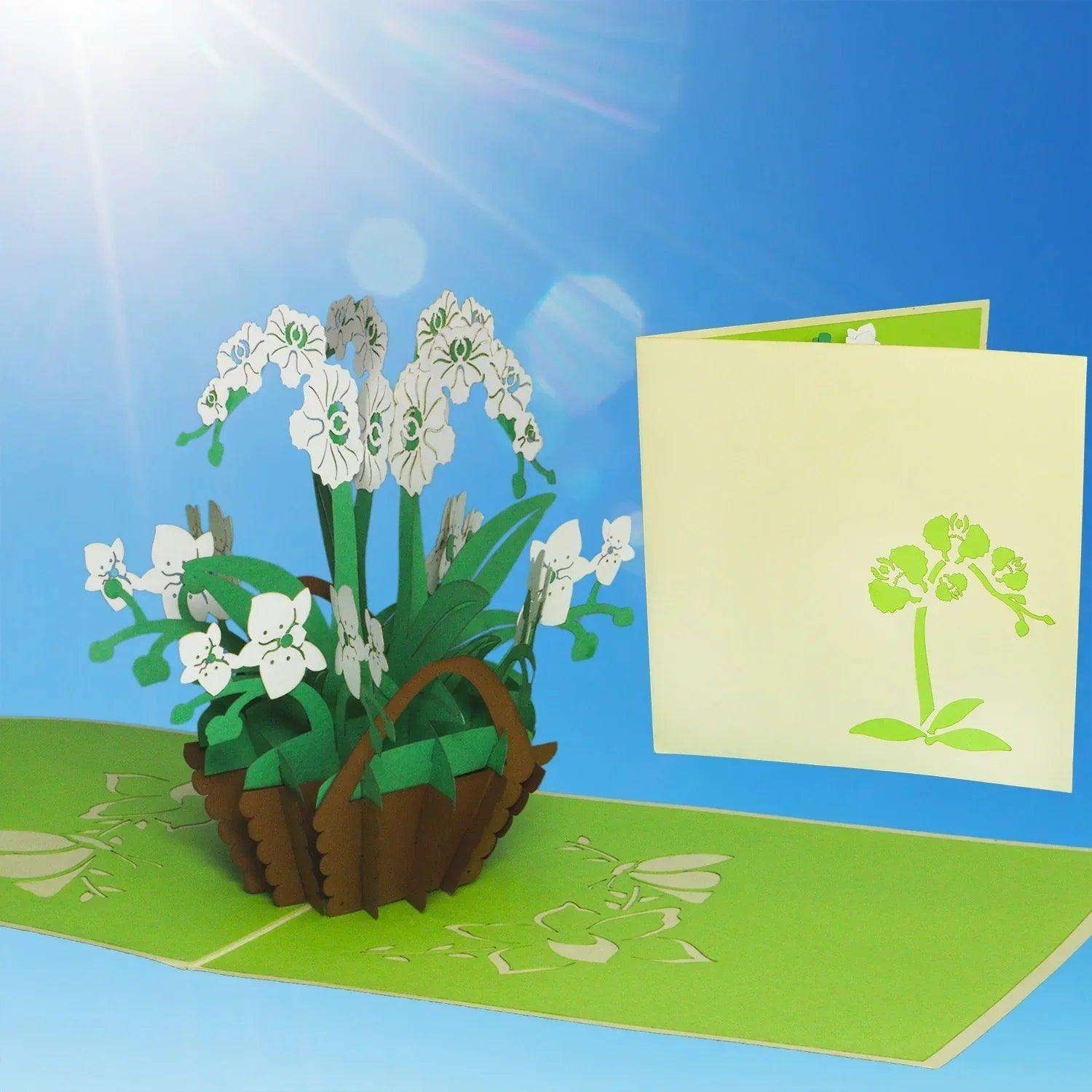 Pop Up Karte 3D Orchidee Weißgrün – Grußkarte Muttertag & Geburtstag LINPopUp 17614-N357