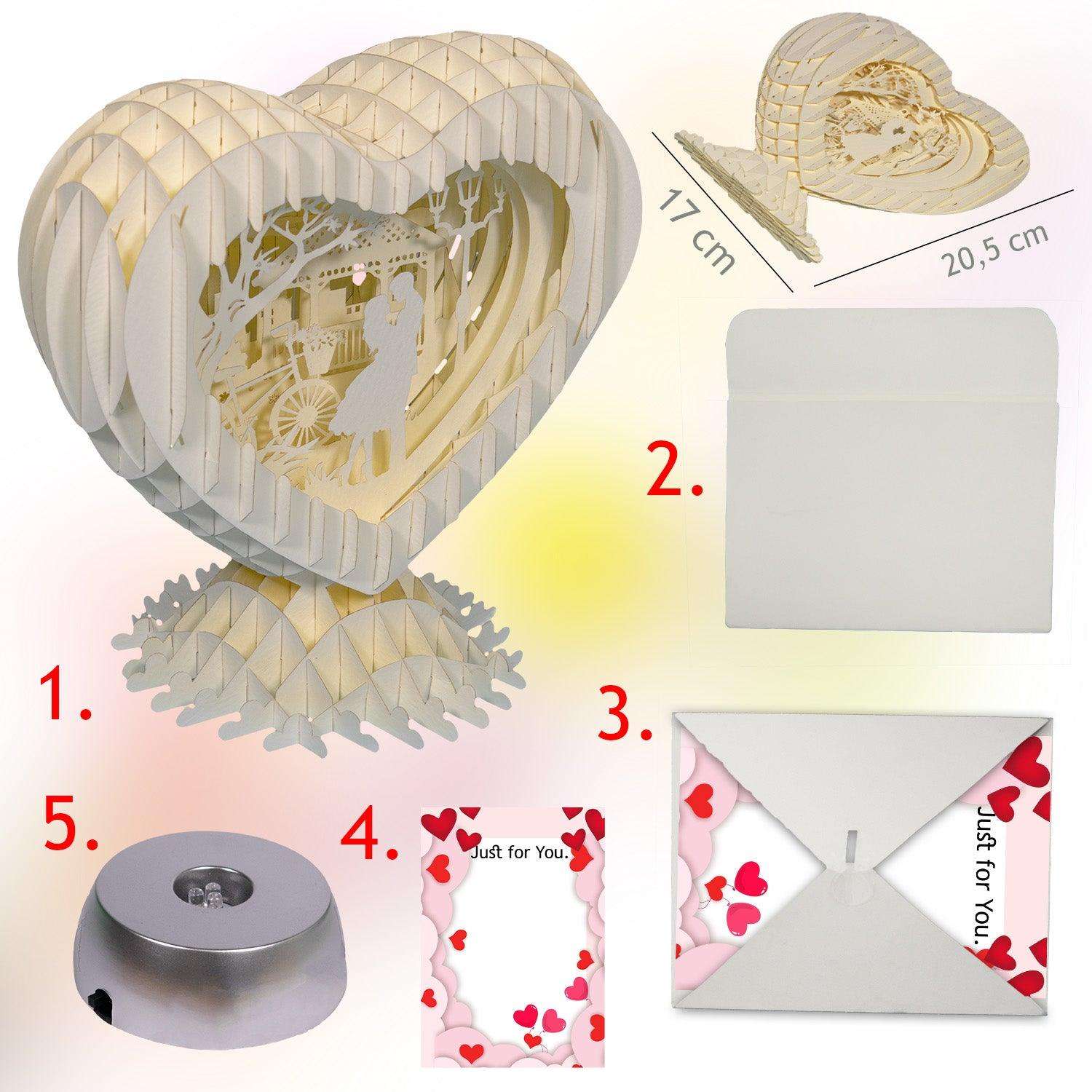 LINPopUp MagicPaper – 3D Pop-Up Herz mit LED - LINPopUp