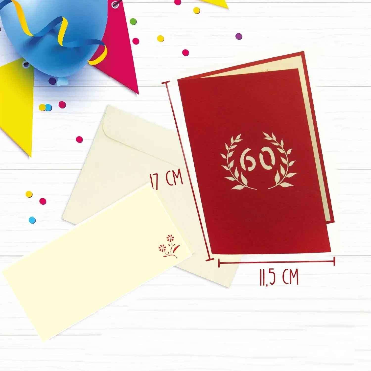 Pop-Up-Karte zum Geburtstag – Zahl 60, Geburtstagseinladung & Jubiläum, N63