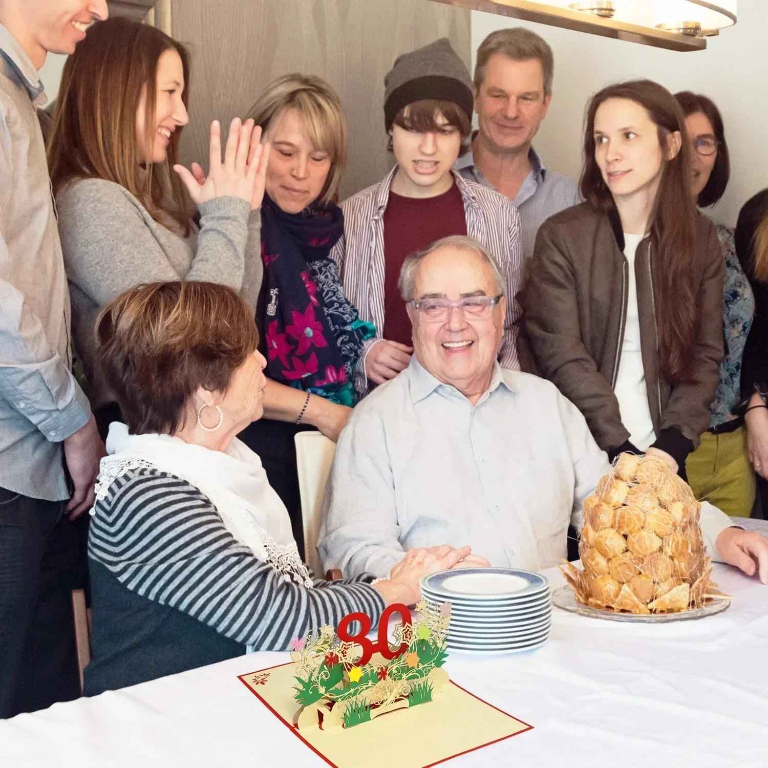 Pop-Up-Karte zum Geburtstag – Zahl 80, Geburtstagseinladung & Jubiläum, N67