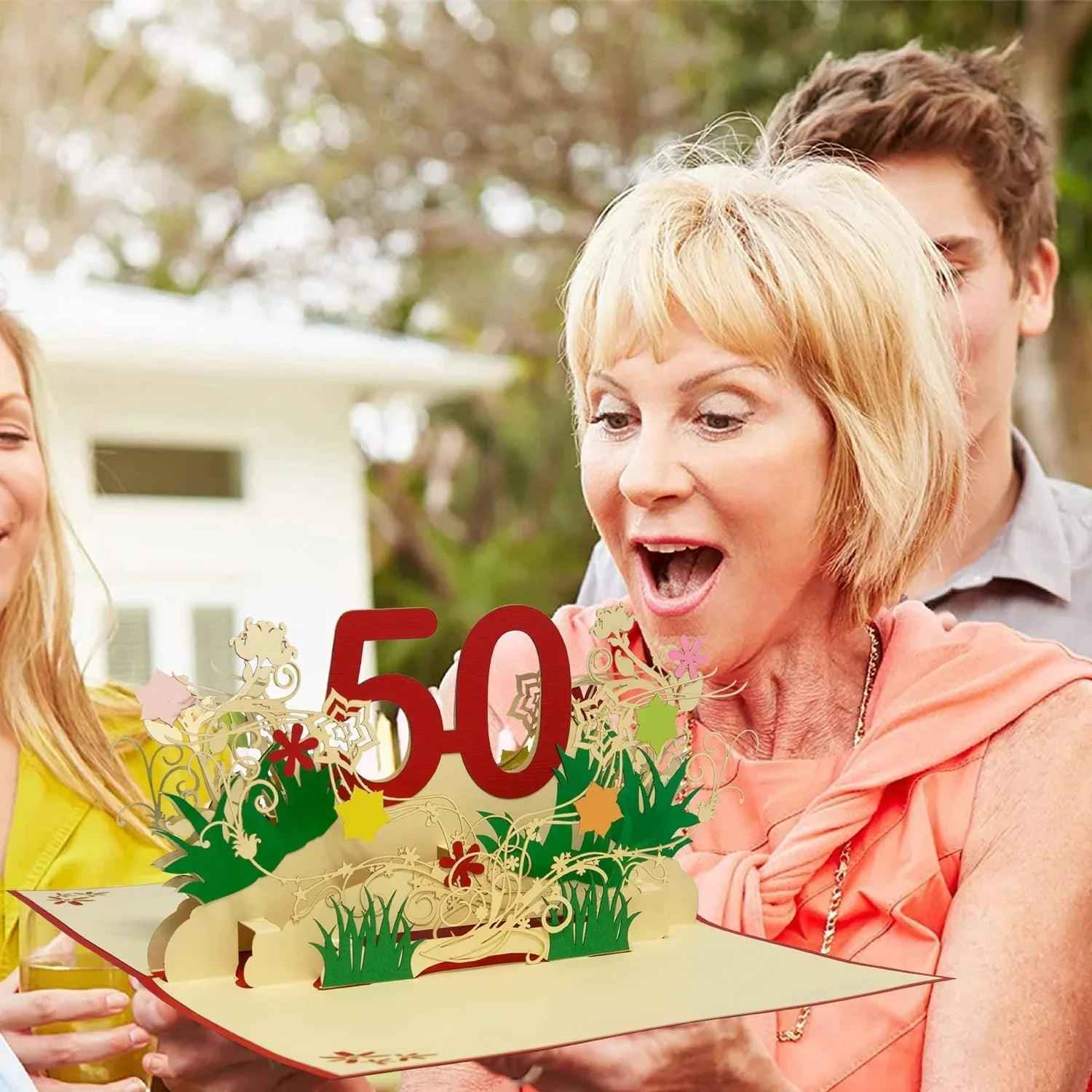 Pop-Up-Karte zum Geburtstag – Zahl 50, Geburtstagseinladung & Jubiläum, N61