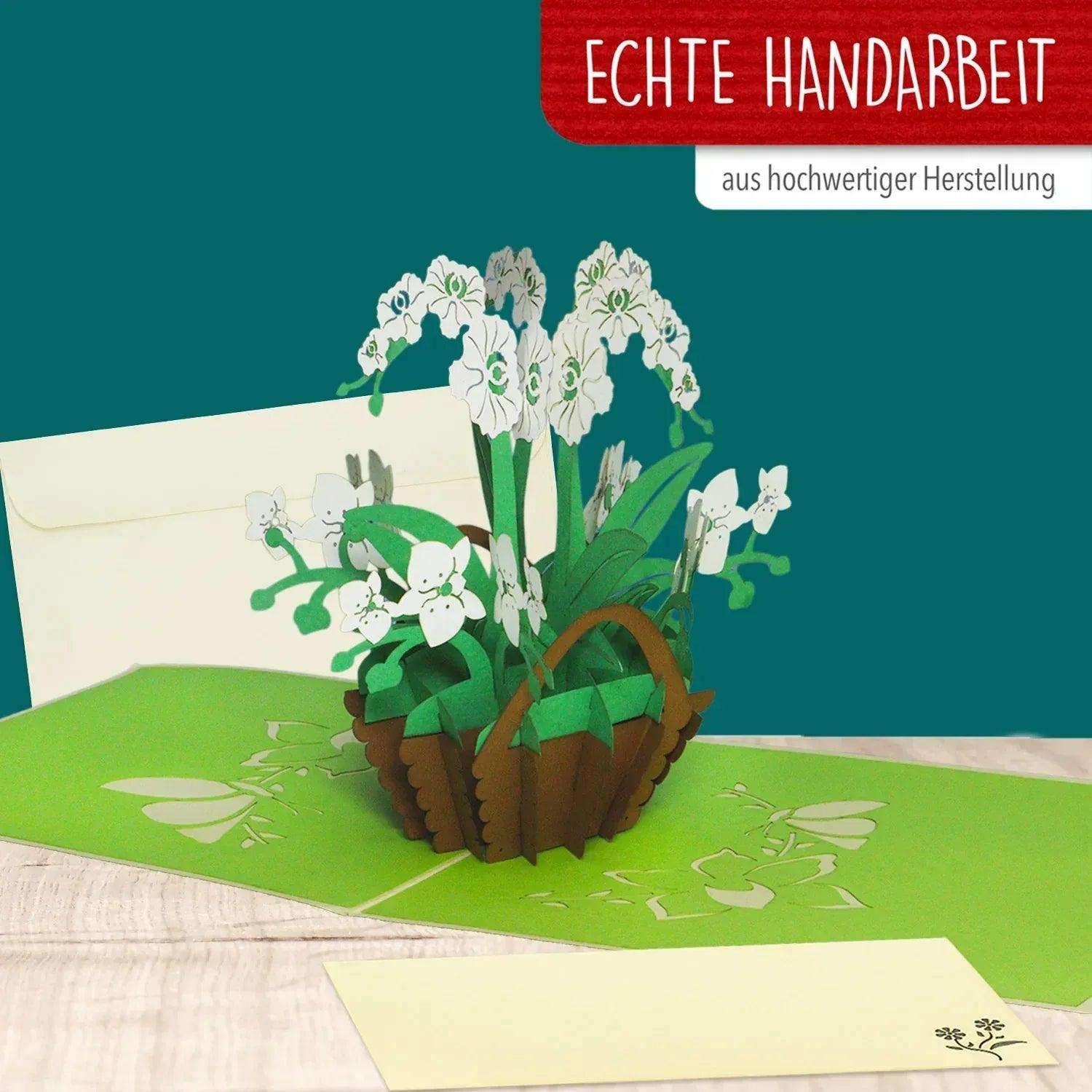 Pop Up Karte 3D Orchidee Weißgrün – Grußkarte Muttertag & Geburtstag LINPopUp 17614-N357