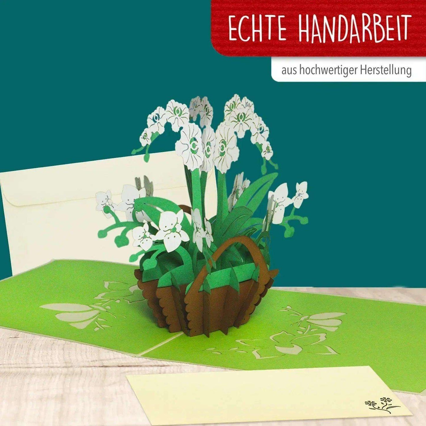 Pop Up Karte 3D Orchidee Weißgrün – Grußkarte Muttertag & Geburtstag - LINPopUp