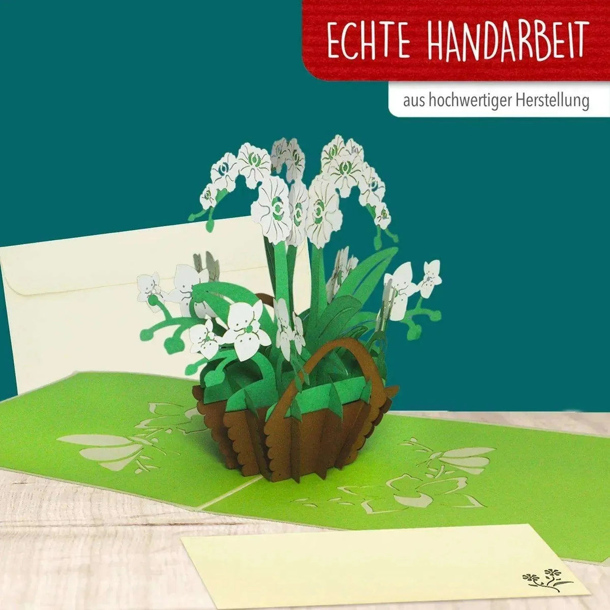 Pop Up Karte 3D Orchidee Weißgrün – Grußkarte Muttertag & Geburtstag - LINPopUp