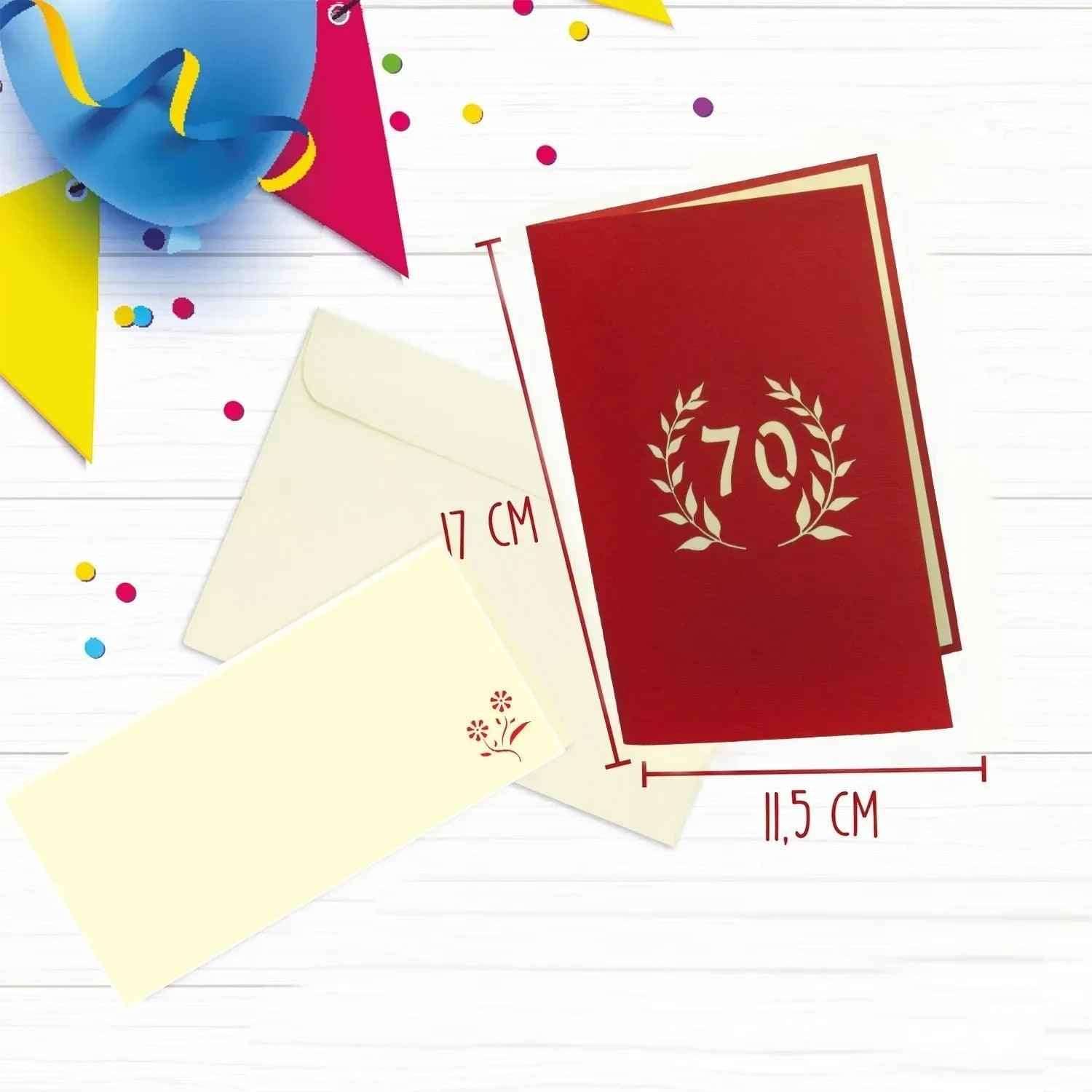 Pop-Up-Karte zum Geburtstag – Zahl 70, Geburtstagseinladung & Jubiläum, N65