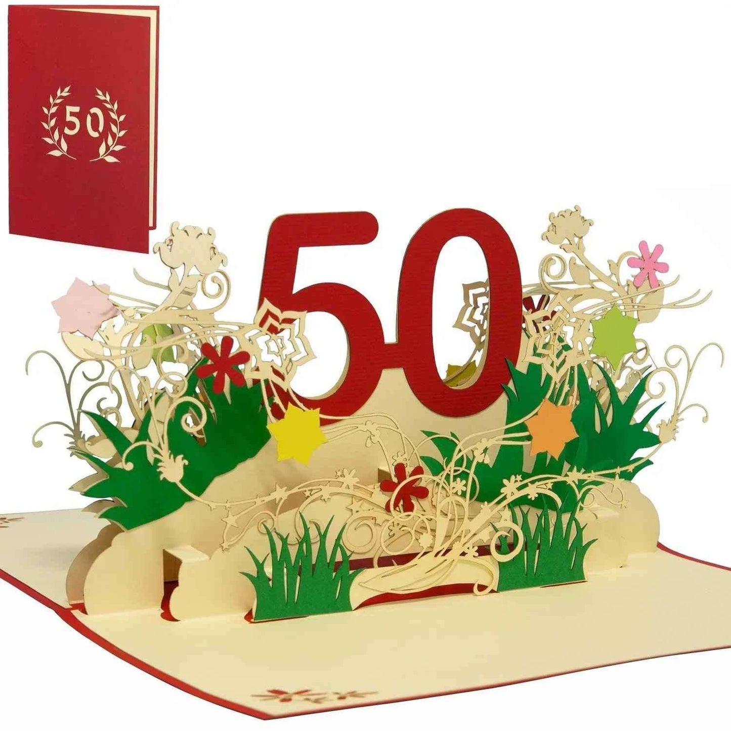 Pop-Up-Karte zum Geburtstag – Zahl 50, Geburtstagseinladung & Jubiläum, N61