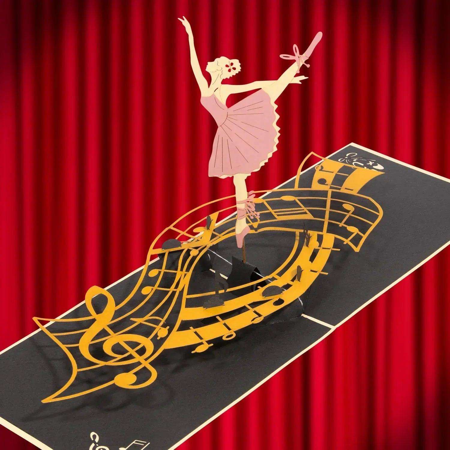Pop-Up Karte Ballerina – 3D Rotierende Tanzkarte Tänzerinnen, N120 LINPopUp N120