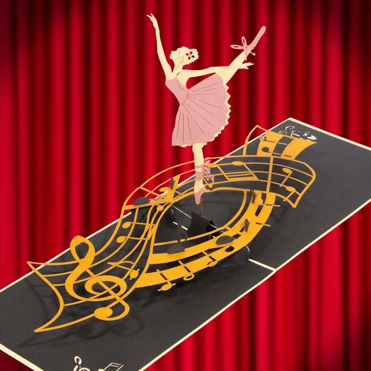 Pop-Up Karte Ballerina – 3D Rotierende Tanzkarte Tänzerinnen, N120 - LINPopUp