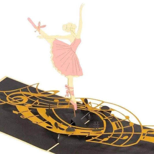 Pop Up Karte 3D Ballerina Drehend – Geburtstagskarte & Geschenk für Tänzerinnen LINPopUp 17865-N120