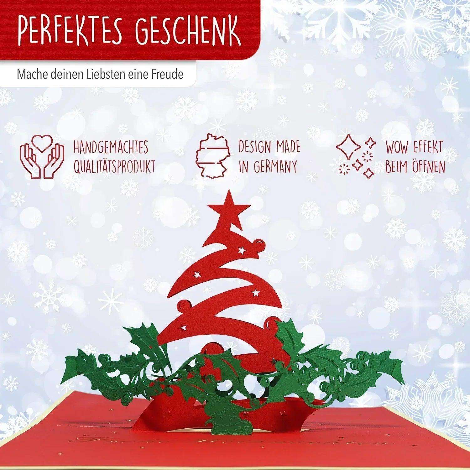 Pop Up Weihnachtskarte 3D - Weihnachtsbaum & Misteln, N401 - LINPopUp