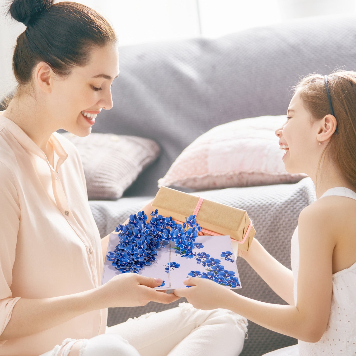 3D Pop-Up Karte Blumen, Orchidee Blau, N309