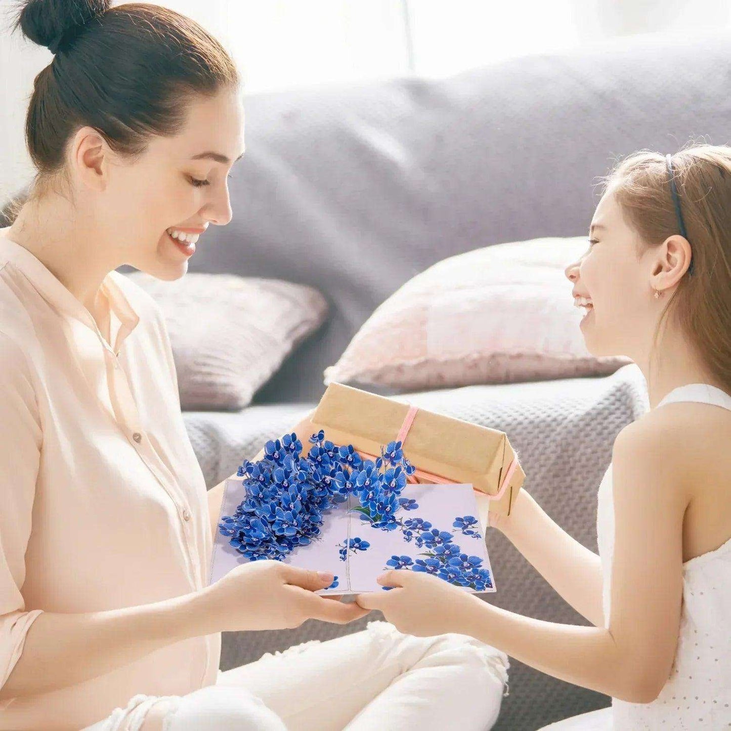 3D Pop-Up Karte Blumen, Orchidee Blau, N309 - LINPopUp