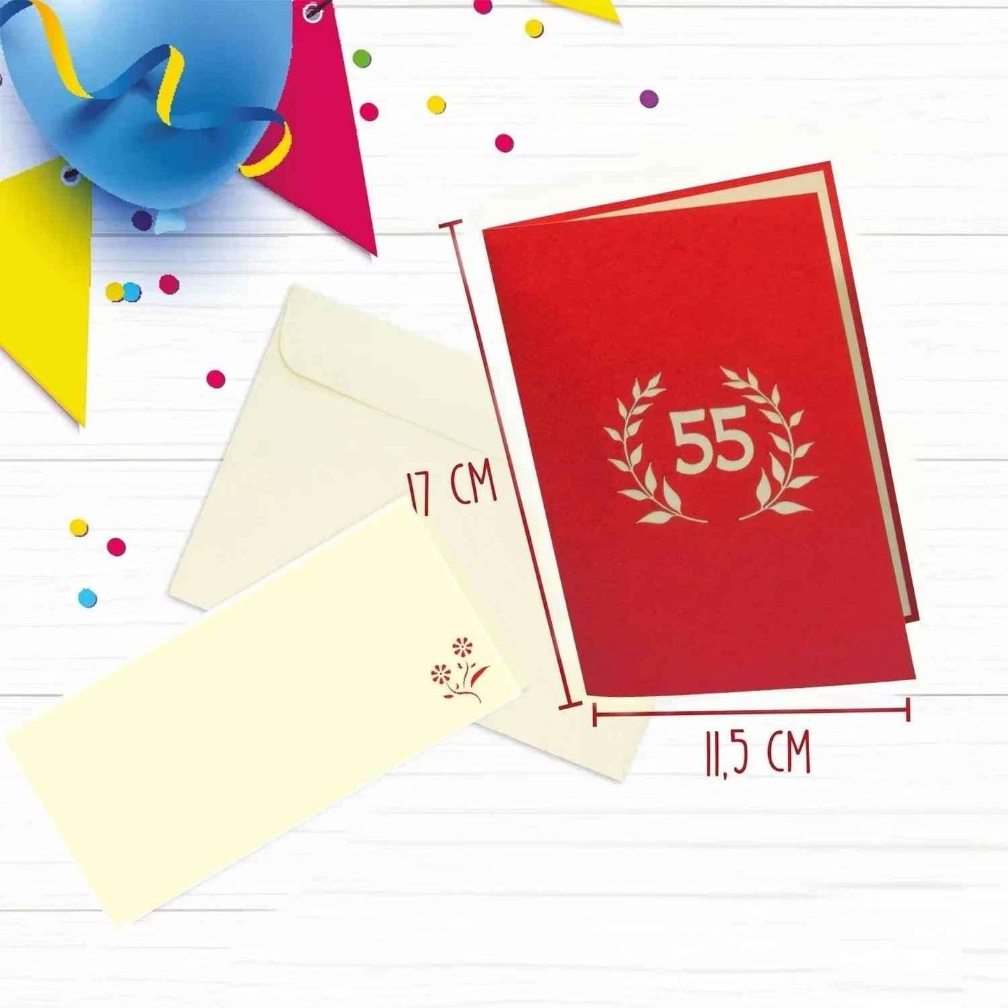 Pop-Up-Karte zum Geburtstag – Zahl 55, Geburtstagseinladung & Jubiläum, N325
