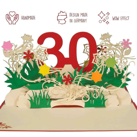 Pop-Up-Karte zum Geburtstag – Zahl 30, Geburtstagseinladung & Jubiläum, N301