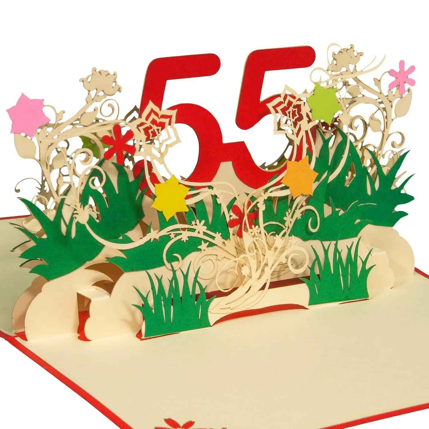 Pop-Up-Karte zum Geburtstag – Zahl 55, Geburtstagseinladung & Jubiläum, N325