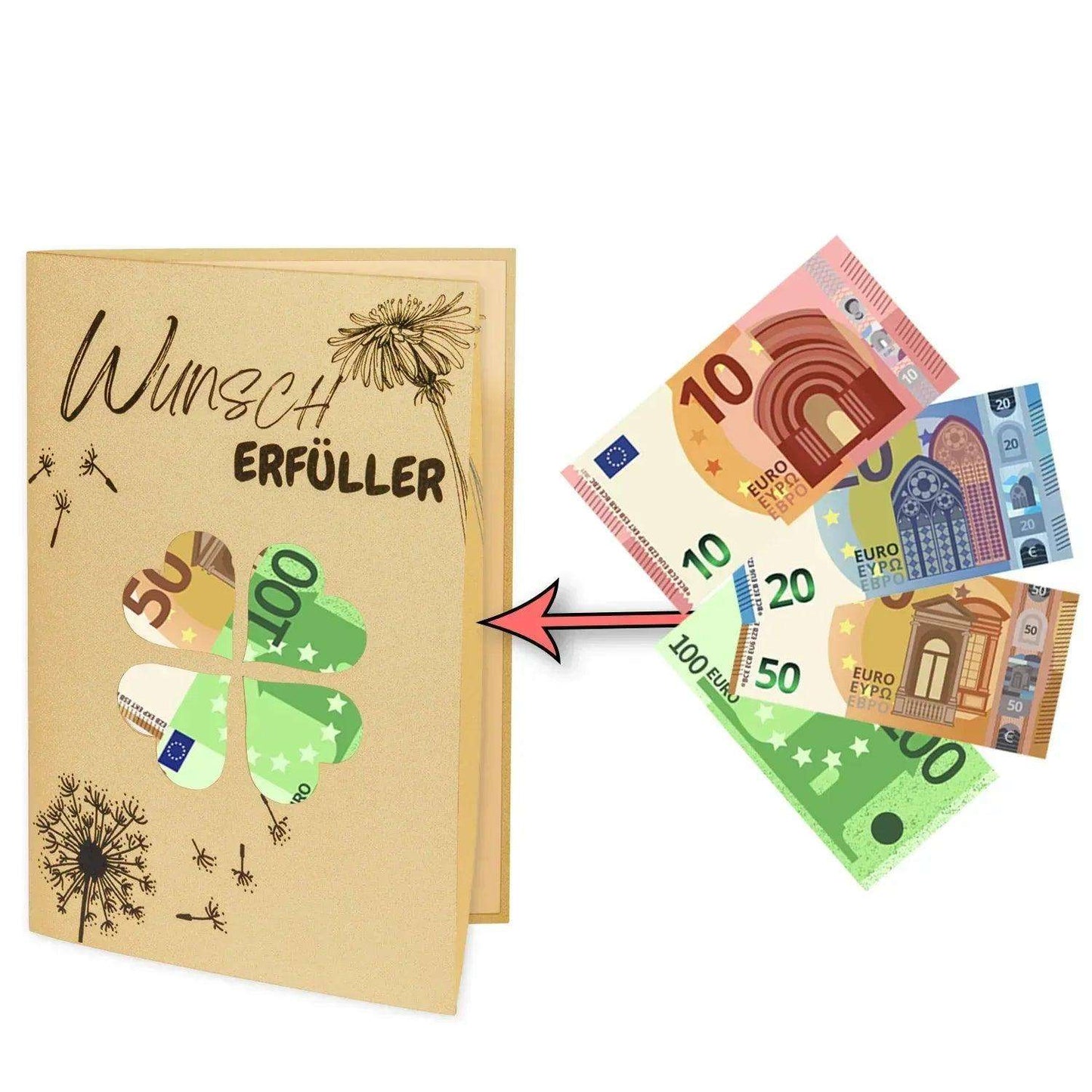 3D Pop - Up Karte mit Geldfach - Verpackung Geldgeschenk, Wunscherfüller, Marienkäfer, N161 - LINPopUp