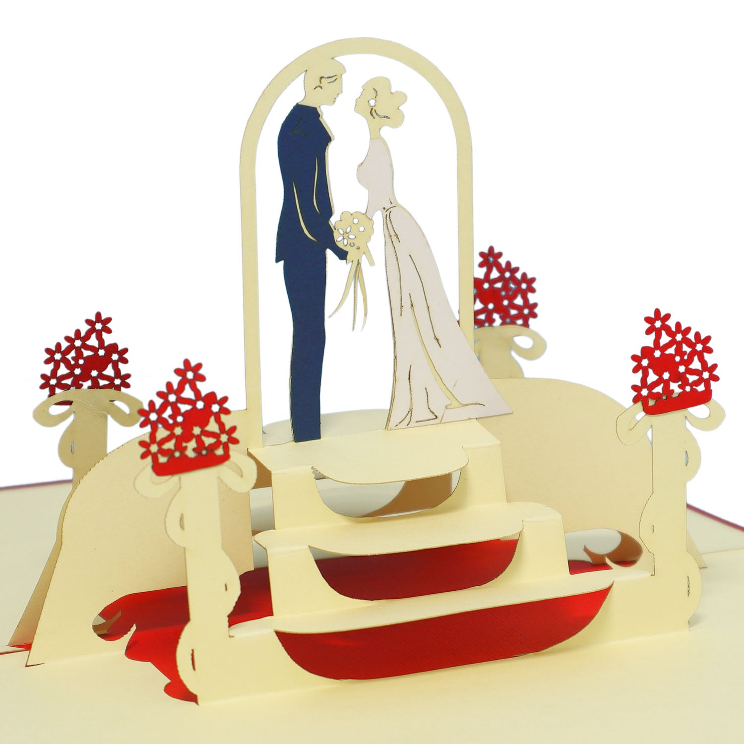 Hochzeitskarte Pop Up 3D - Glückwunschkarte zur Hochzeit, Brautpaar, Altar, N79