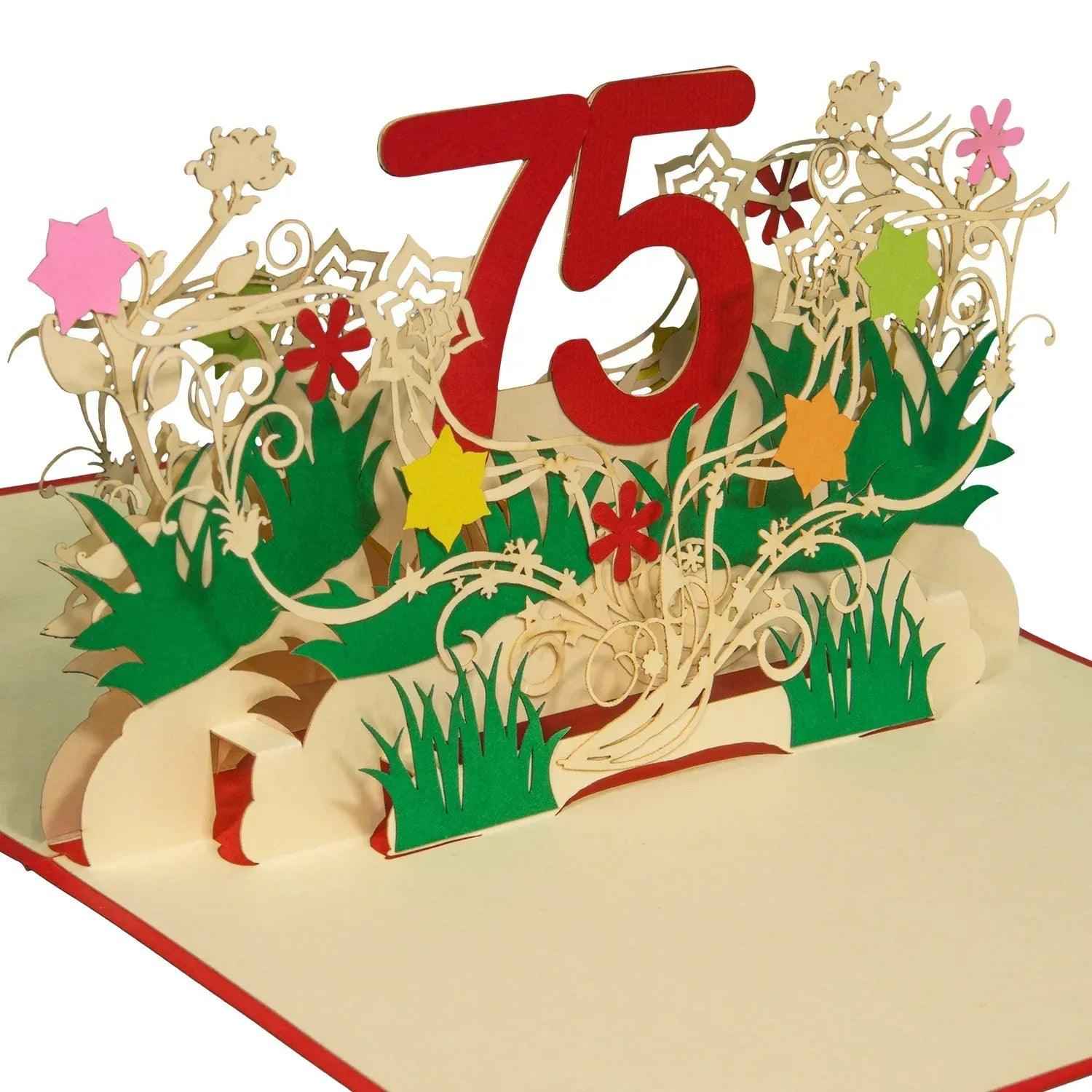 Pop-Up-Karte zum Geburtstag – Zahl 75, Geburtstagseinladung & Jubiläum, N323 LINPopUp N323