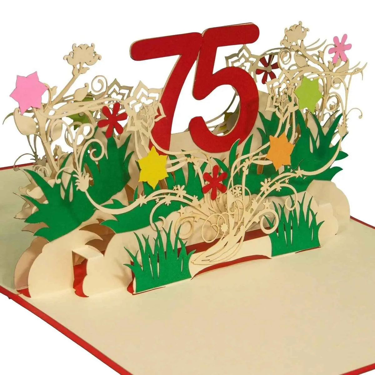 Pop-Up-Karte zum Geburtstag – Zahl 75, Geburtstagseinladung & Jubiläum, N323