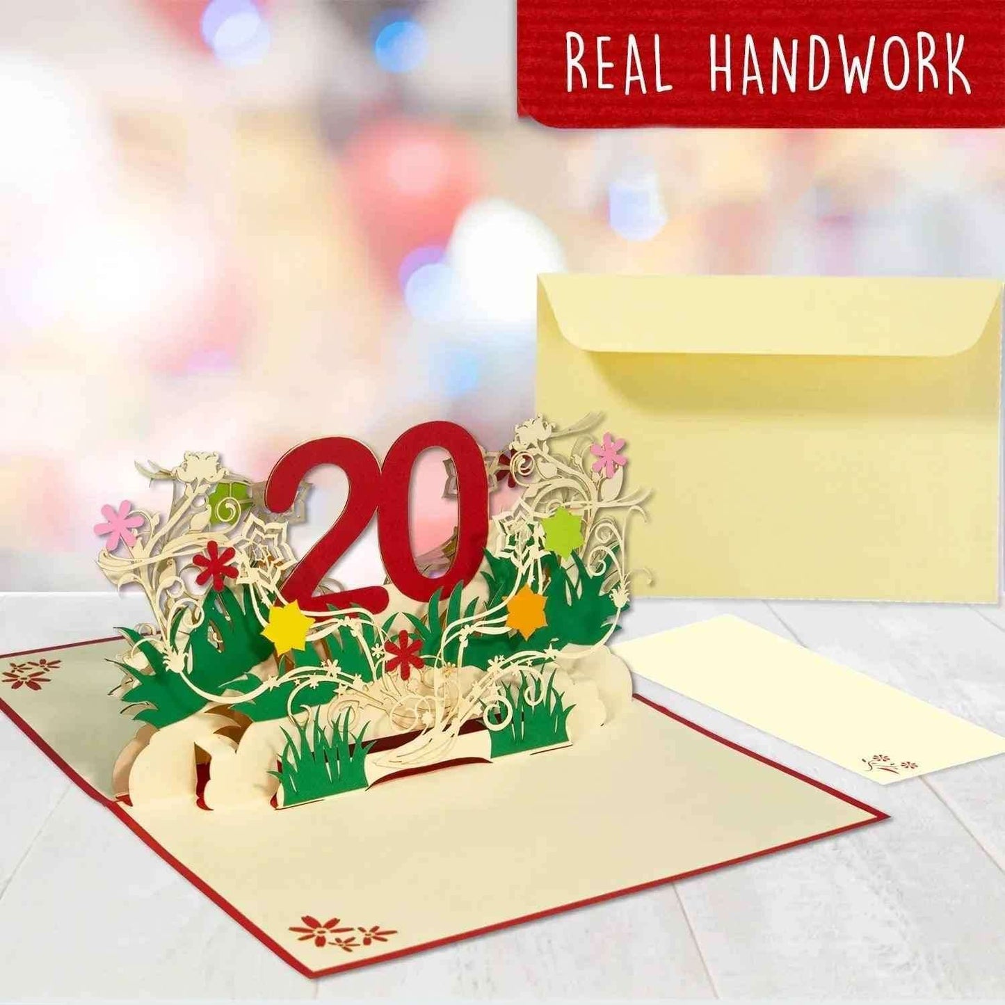 Pop-Up-Karte zum Geburtstag – Zahl 20, Geburtstagseinladung & Jubiläum, N299