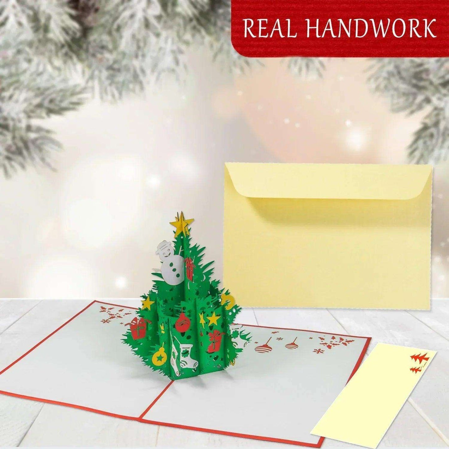 Pop Up Weihnachtskarte 3D - Klassischer Weihnachtsbaum, Tannenbaum, N459 - LINPopUp