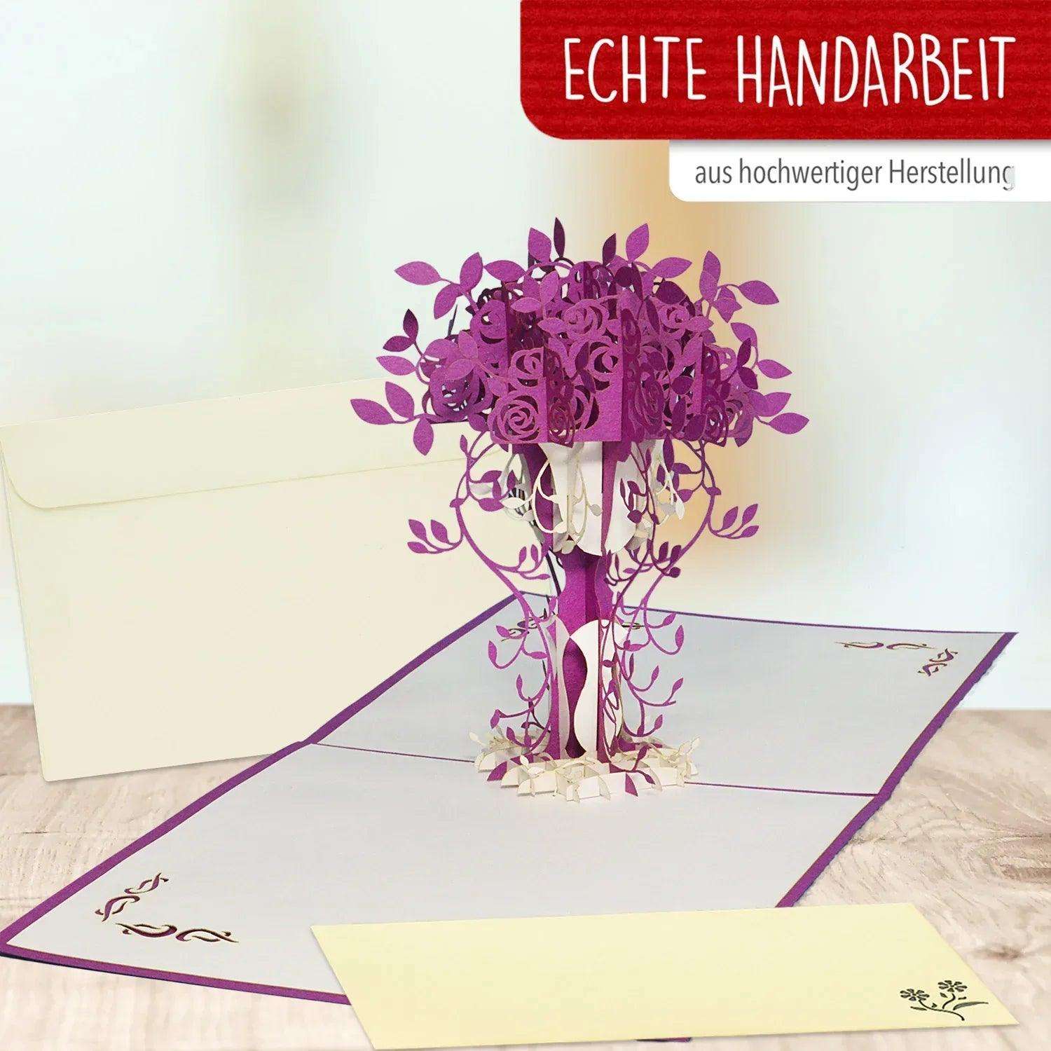 Pop Up Karte 3D Lila Blumen – Grußkarte Muttertag & Geburtstag - LINPopUp