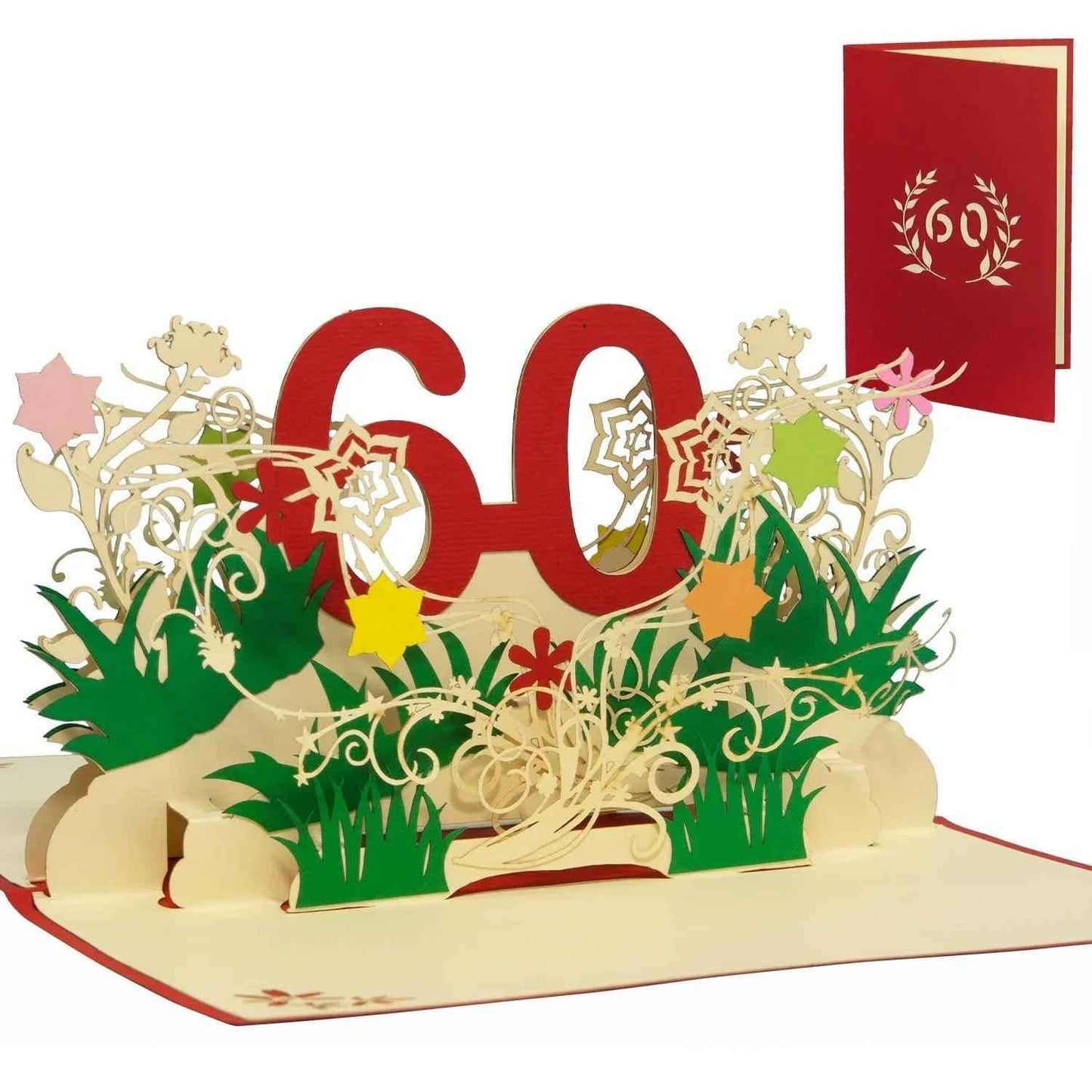 Pop-Up-Karte zum Geburtstag – Zahl 60, Geburtstagseinladung & Jubiläum, N63