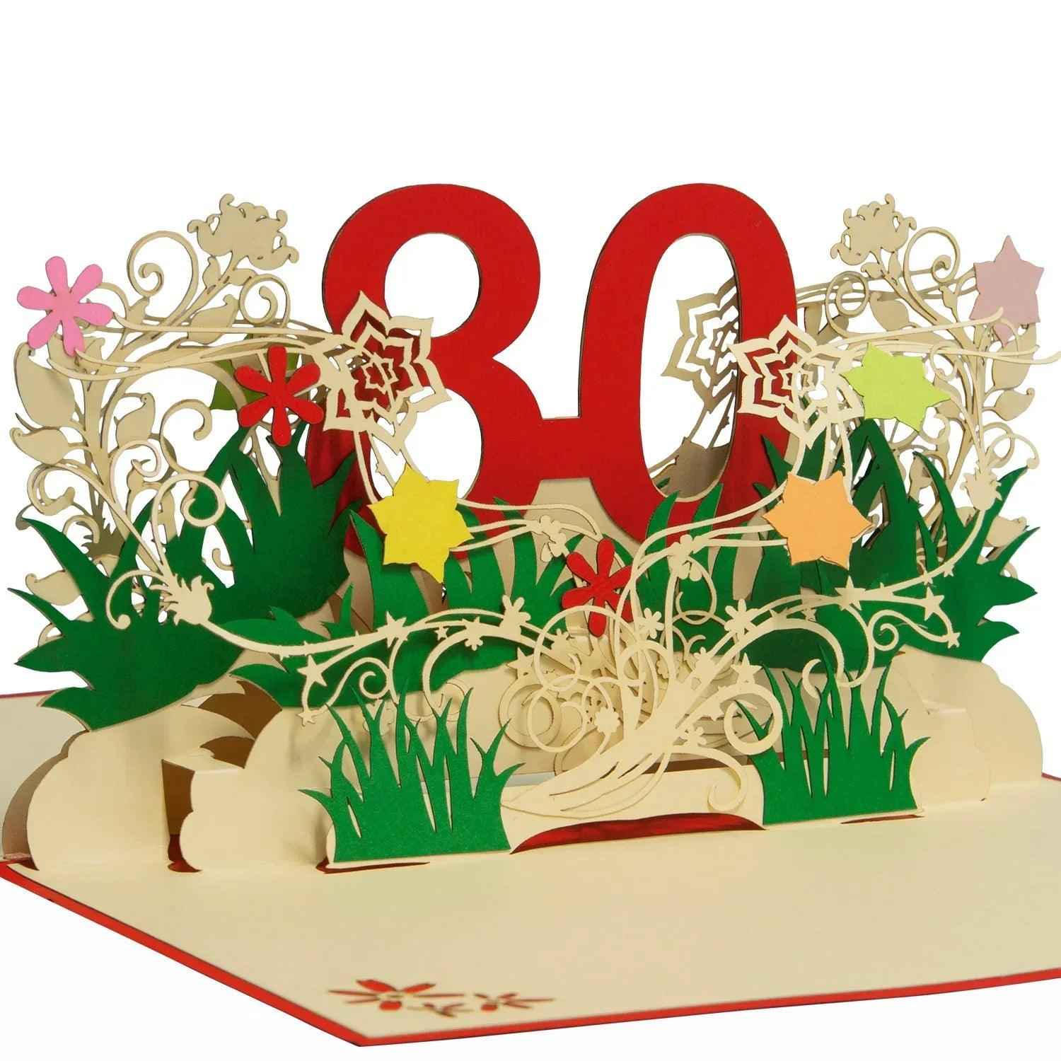 Pop-Up-Karte zum Geburtstag – Zahl 80, Geburtstagseinladung & Jubiläum, N67 LINPopUp N67