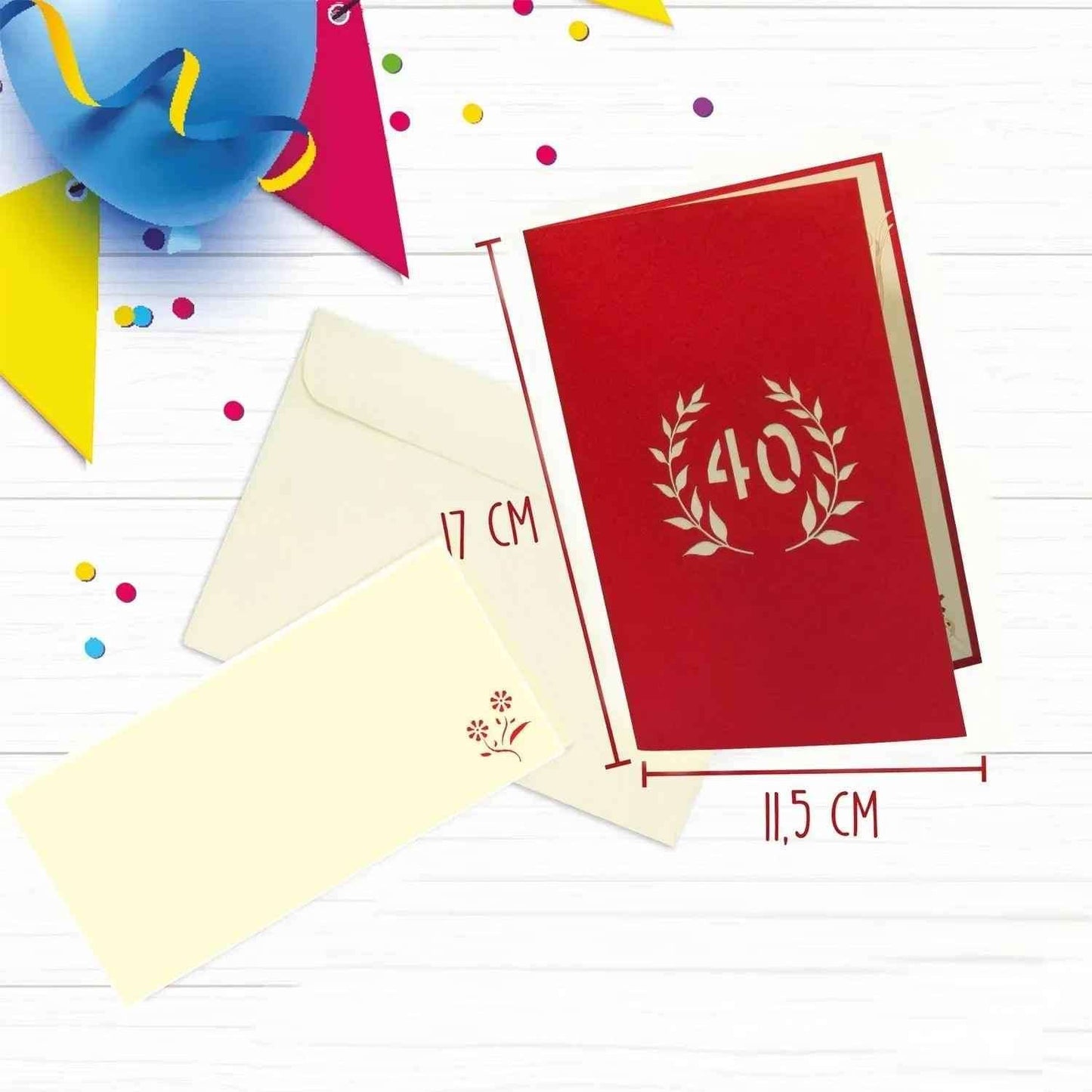 Pop-Up-Karte zum Geburtstag – Zahl 40, Geburtstagseinladung & Jubiläum, N303