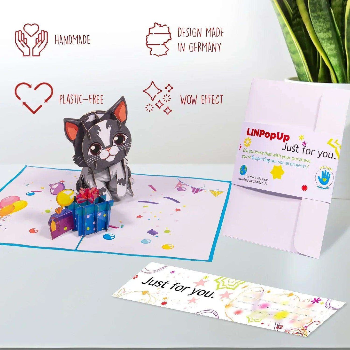 Pop-Up  Geburtstagskarte Katze - 3D Karte Kindergeburtstag, LINPopUp - LINPopUp