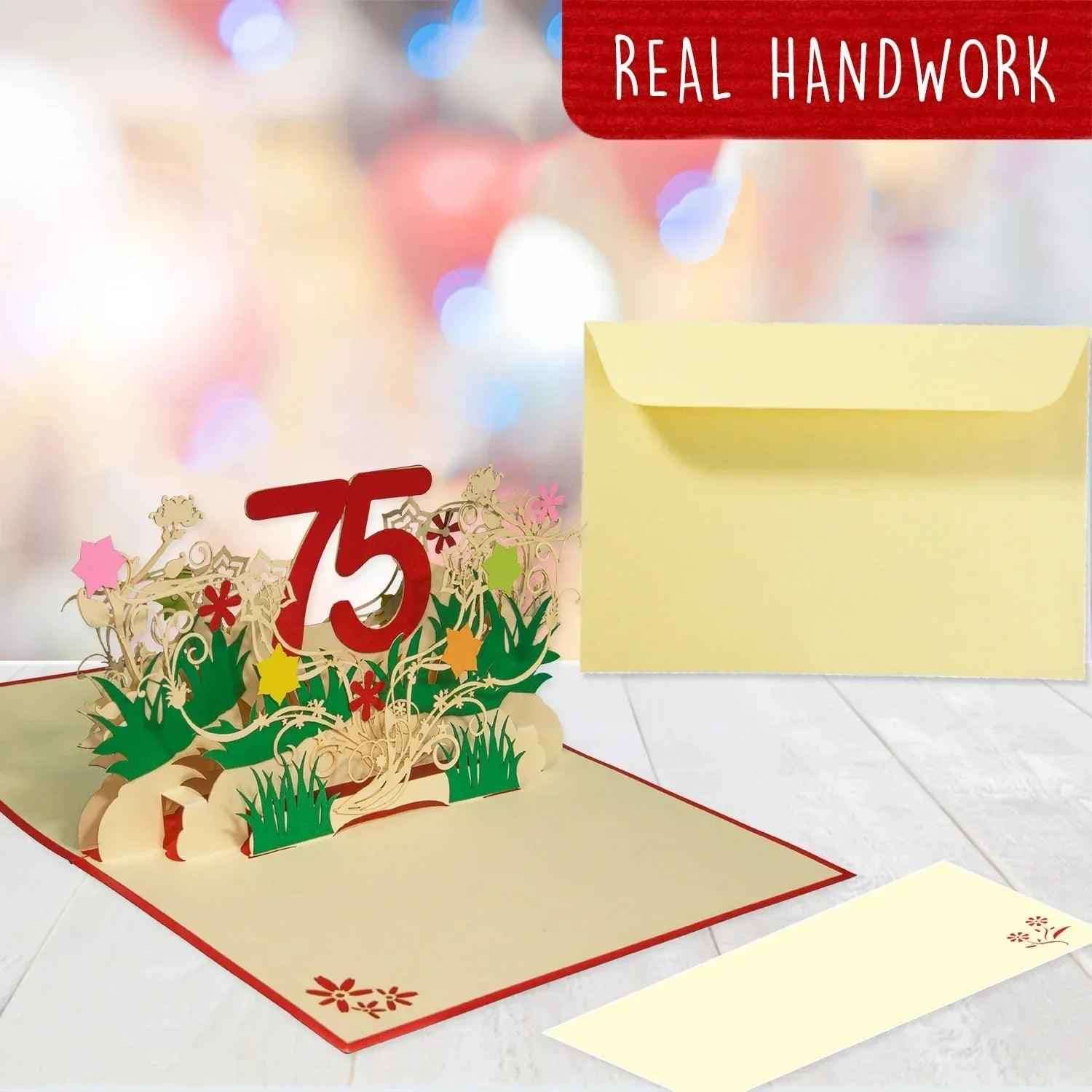 Pop-Up-Karte zum Geburtstag – Zahl 75, Geburtstagseinladung & Jubiläum, N323 LINPopUp N323