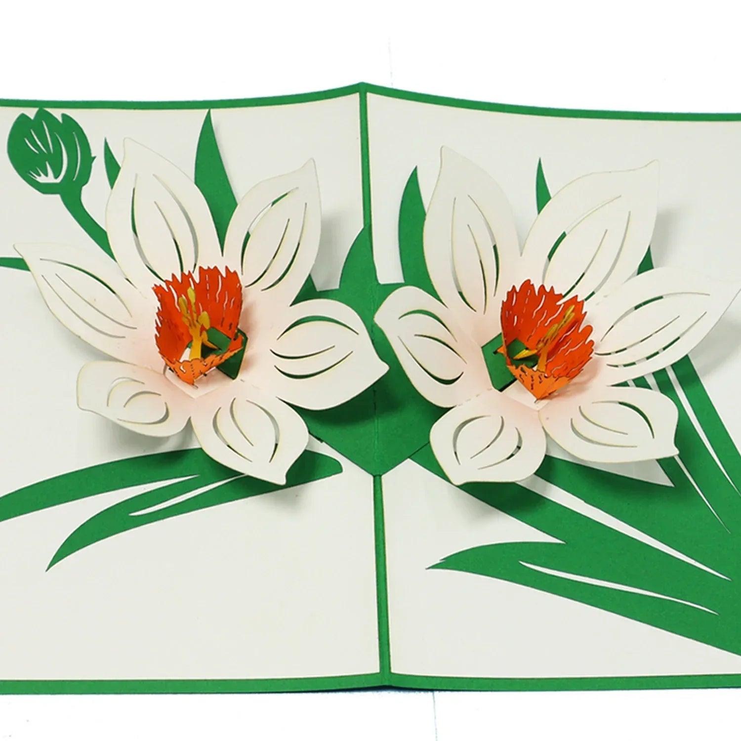 3D Pop-Up Karte Blumenkarte, Blüten - Blumen Weiß, N708 - LINPopUp