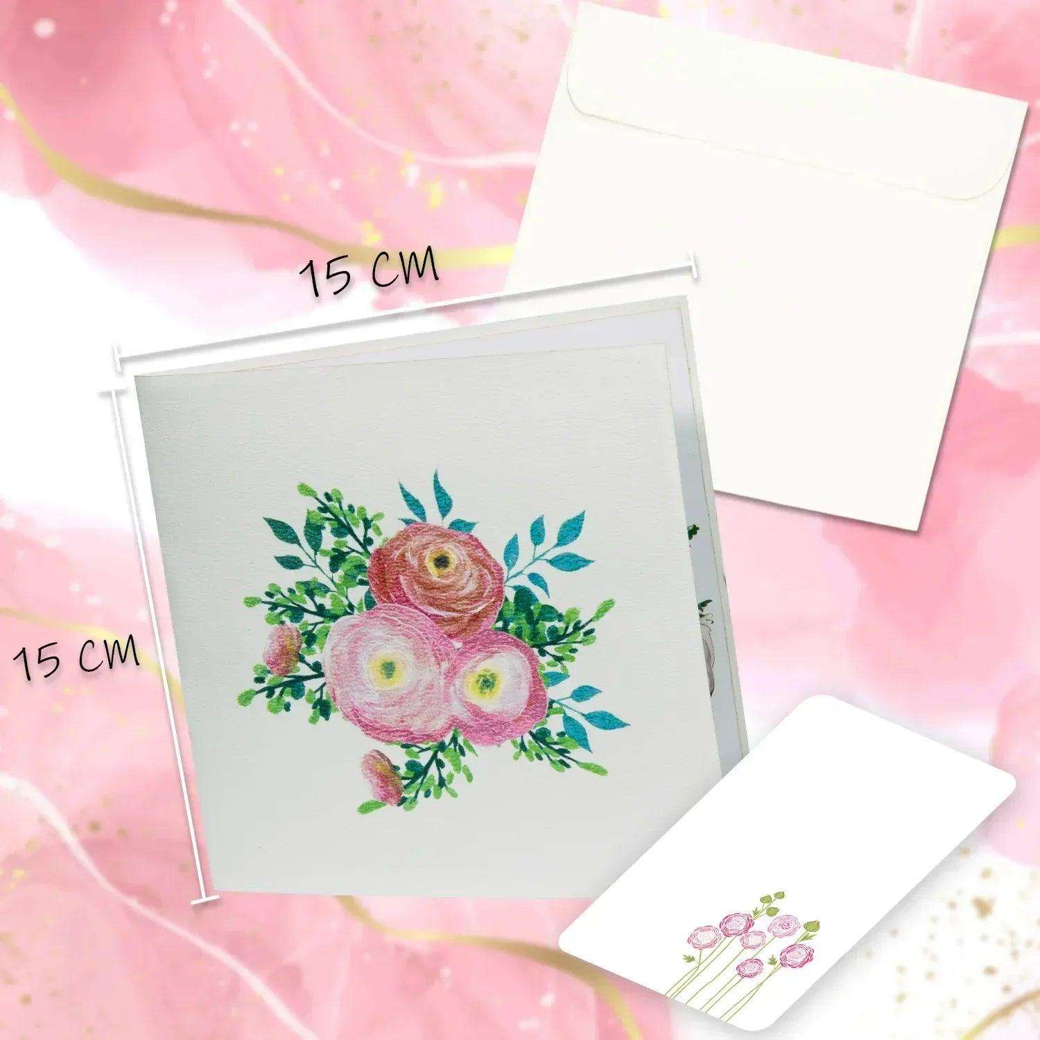 Pop Up Karte 3D Blumenstrauß Rosa Pink – Grußkarte Geburtstag & Muttertag LINPopUp 17767-N507