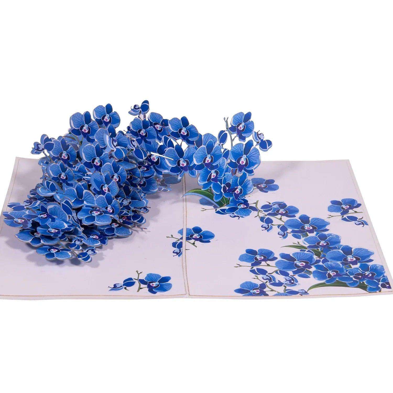 3D Pop-Up Karte Blumen, Orchidee Blau, N309 - LINPopUp
