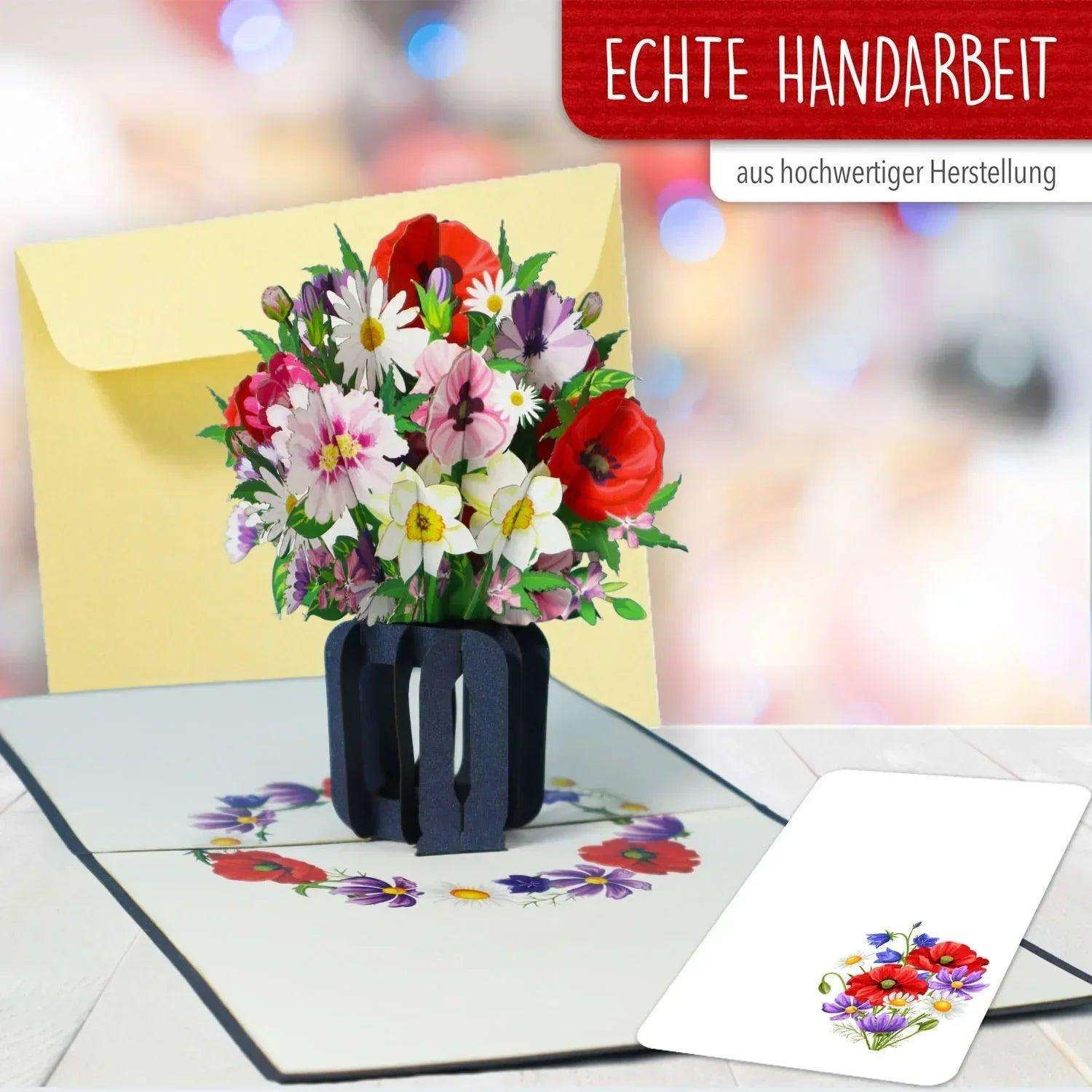 3D Pop-Up Karte Blumenkarte, Blumenstrauß, N505 - LINPopUp