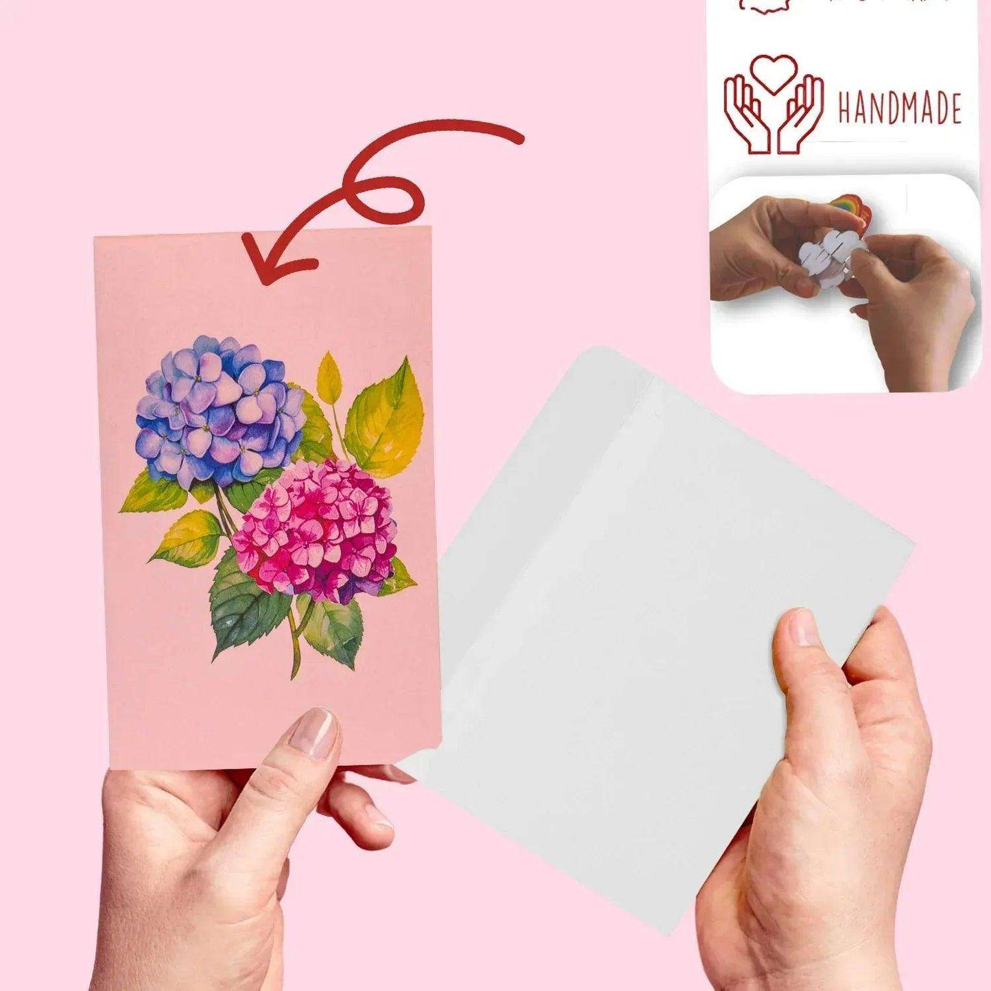 3D Pop-Up Karte Blumen, Hortensien, N278 - LINPopUp