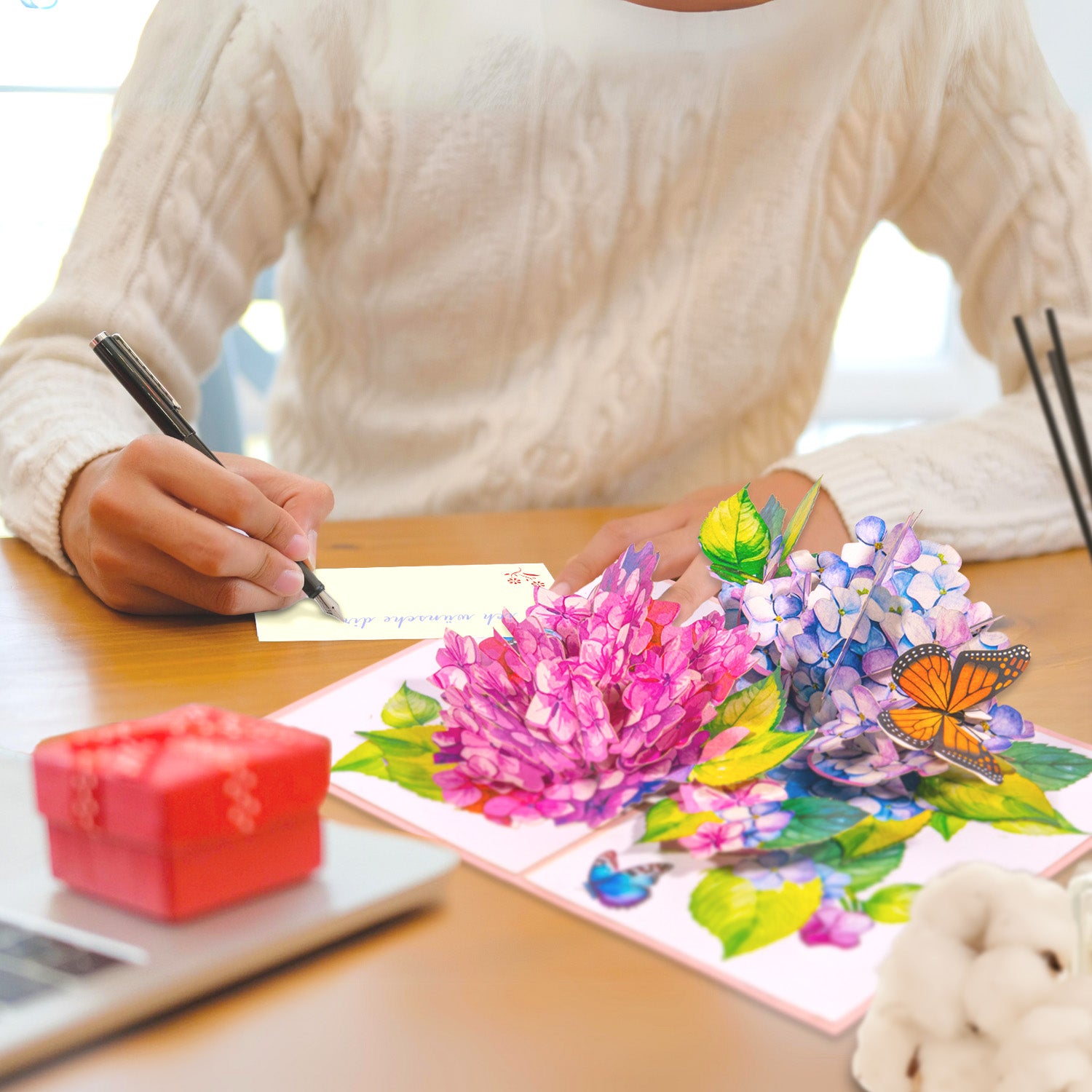 3D Pop-Up Karte Blumen, Hortensien, N278