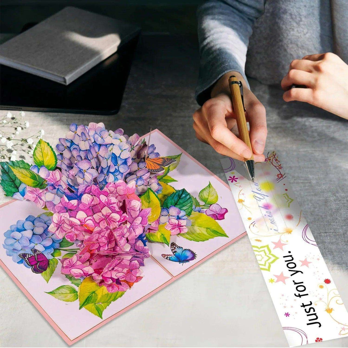 3D Pop-Up Karte Blumen, Hortensien, N278 - LINPopUp