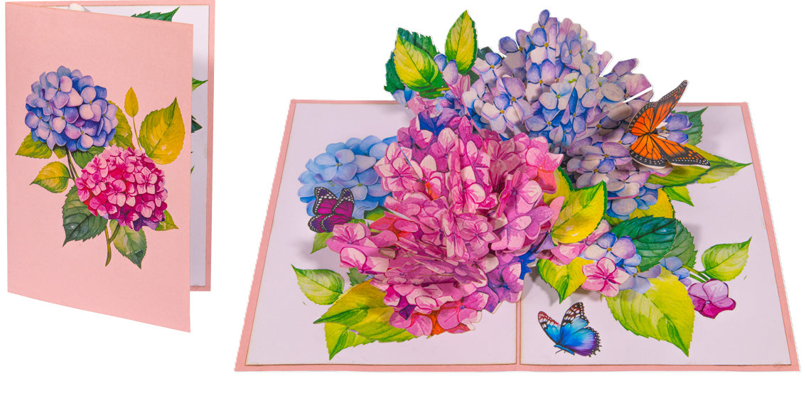 3D Pop-Up Karte Blumen, Hortensien, N278