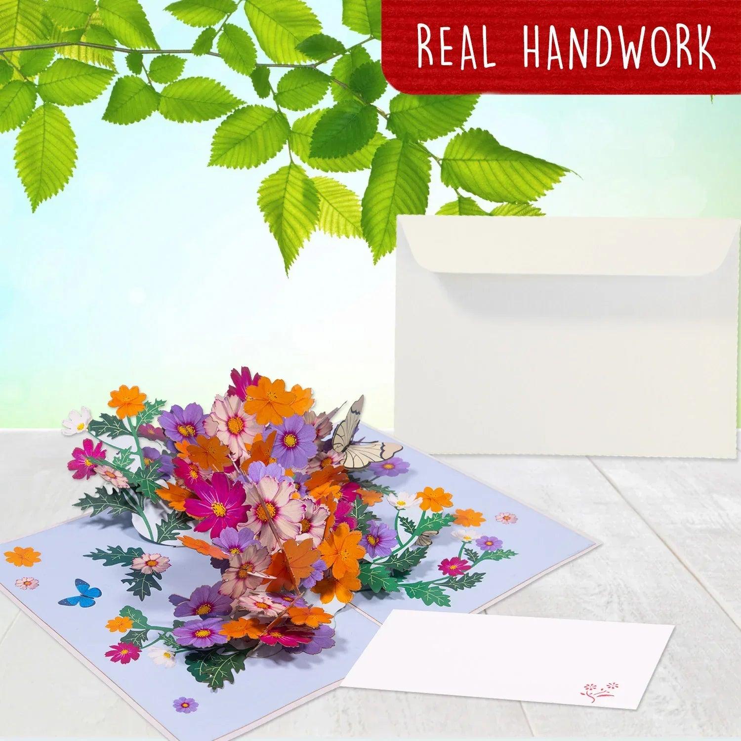 3D Pop-Up Karte Blumen, Blumenkarte, N190 - LINPopUp