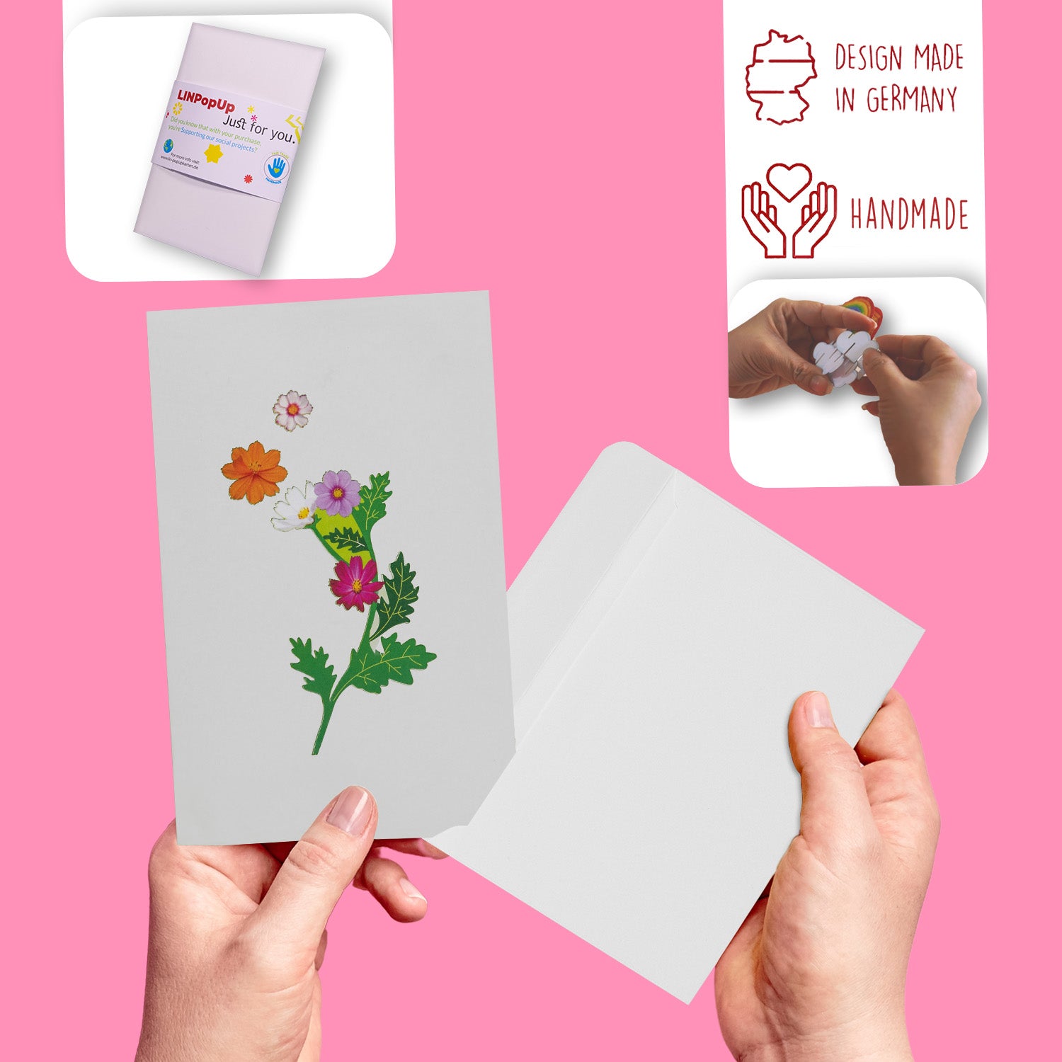 3D Pop-Up Karte Blumen, Blumenkarte, N190