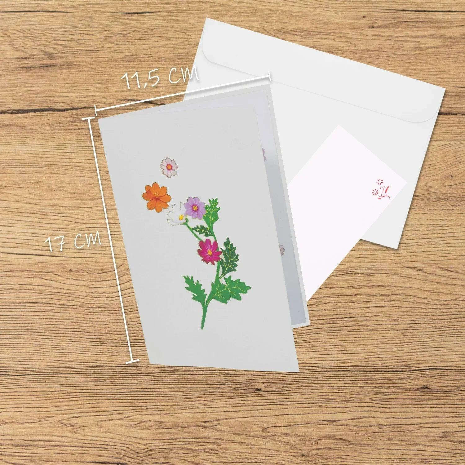 3D Pop-Up Karte Blumen, Blumenkarte, N190 - LINPopUp