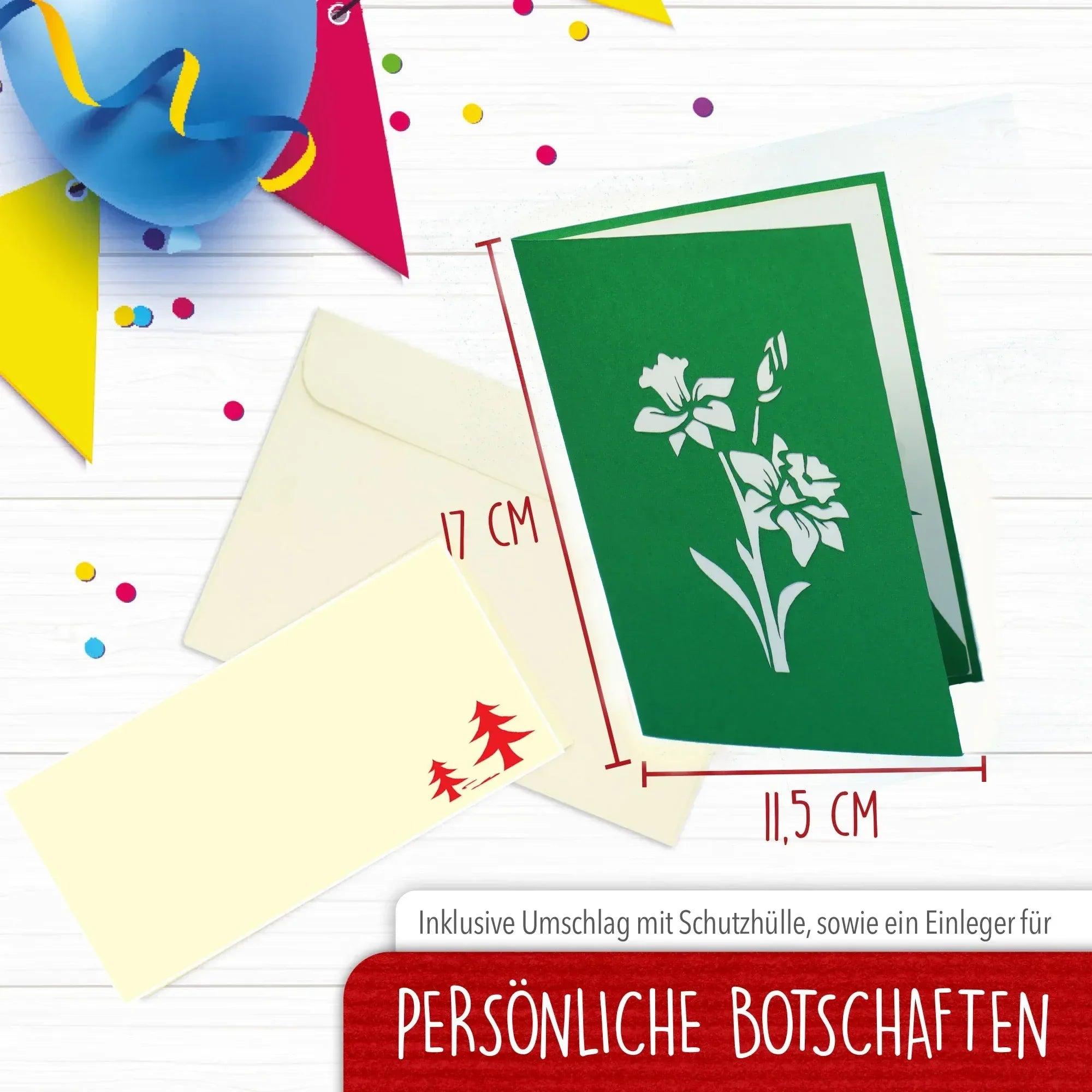 3D Pop-Up Karte Blumenkarte, Blüten - Blumen Weiß, N708 - LINPopUp