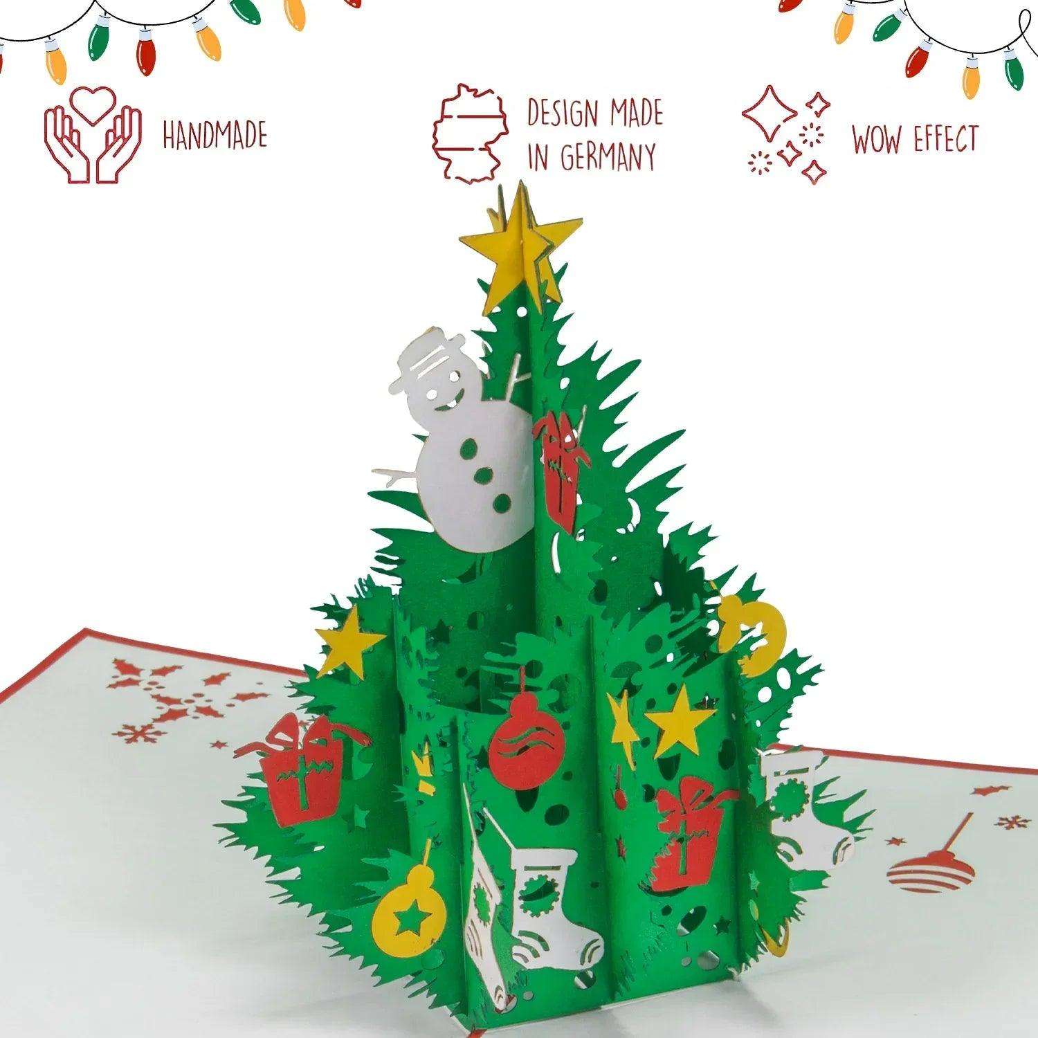 Pop Up Weihnachtskarte 3D - Klassischer Weihnachtsbaum, Tannenbaum, N459 - LINPopUp