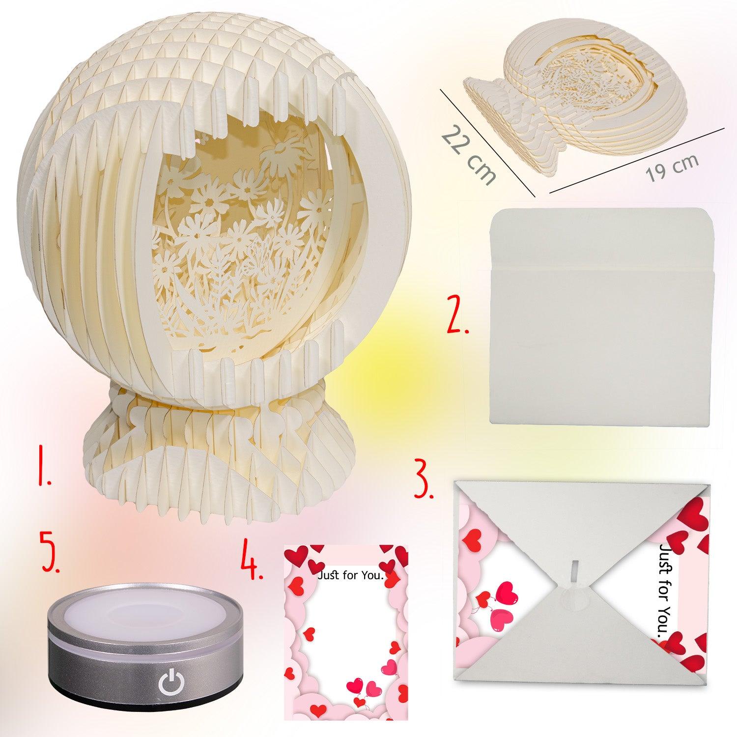 LINPopUp MagicPaper – 3D Pop-Up Blumen Garten Kugel mit LED - LINPopUp